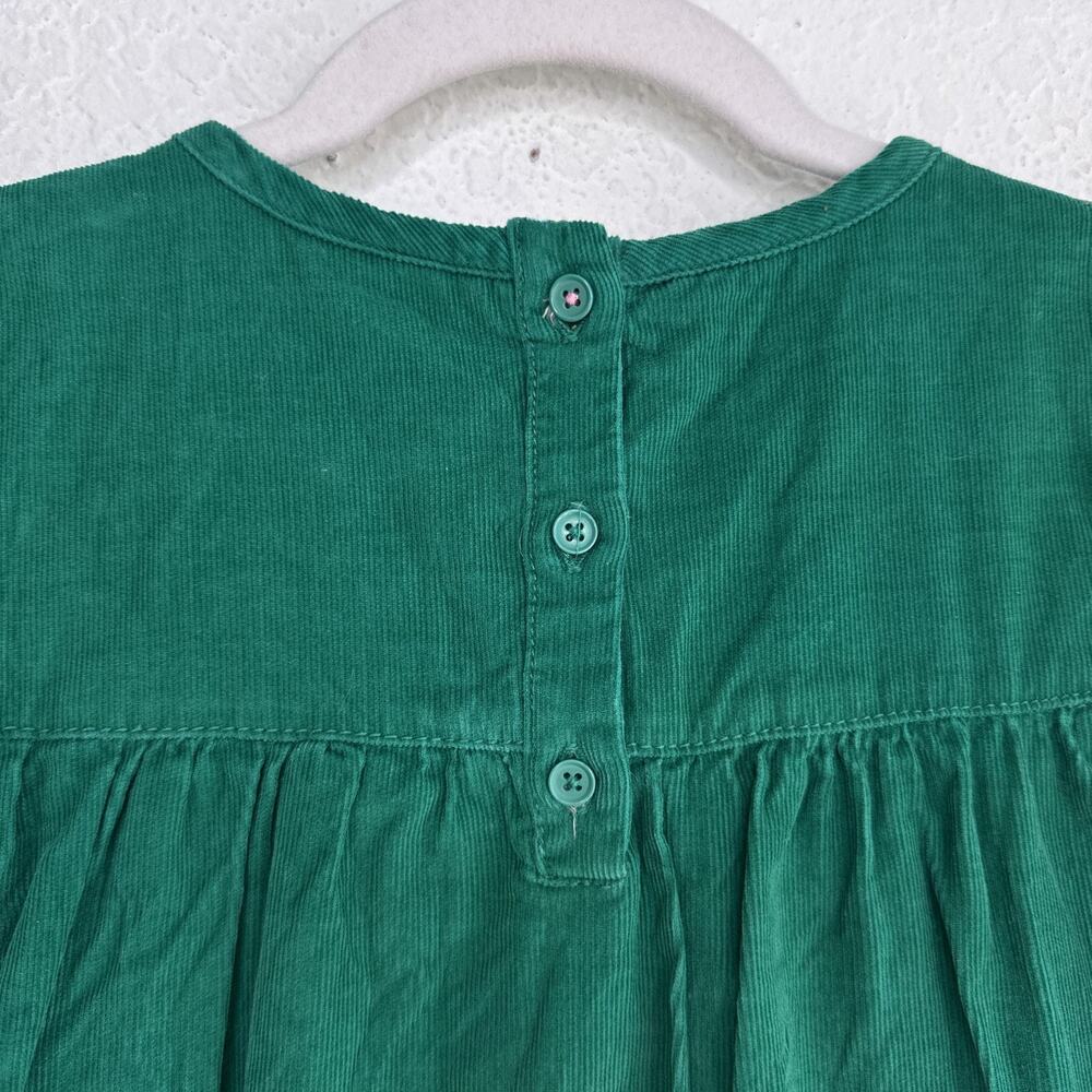 Mini Boden Dress Girls 7-8Y Corduroy Ruffle Sleeve Heart Pockets A-Line Green - Picture 7 of 10